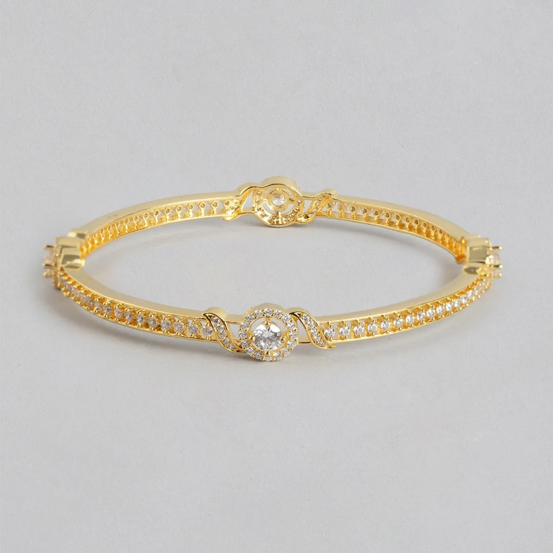 Golden Glamour Sparkling Gold-Plated Bangle in 925 Sterling Silver - Image 11