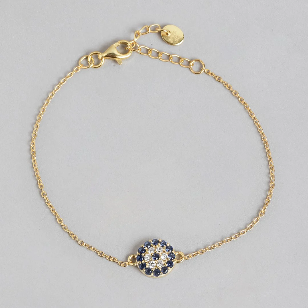 Golden Guardian Eye CZ 925 Sterling Silver Gold-Plated Bracelet - Image 3