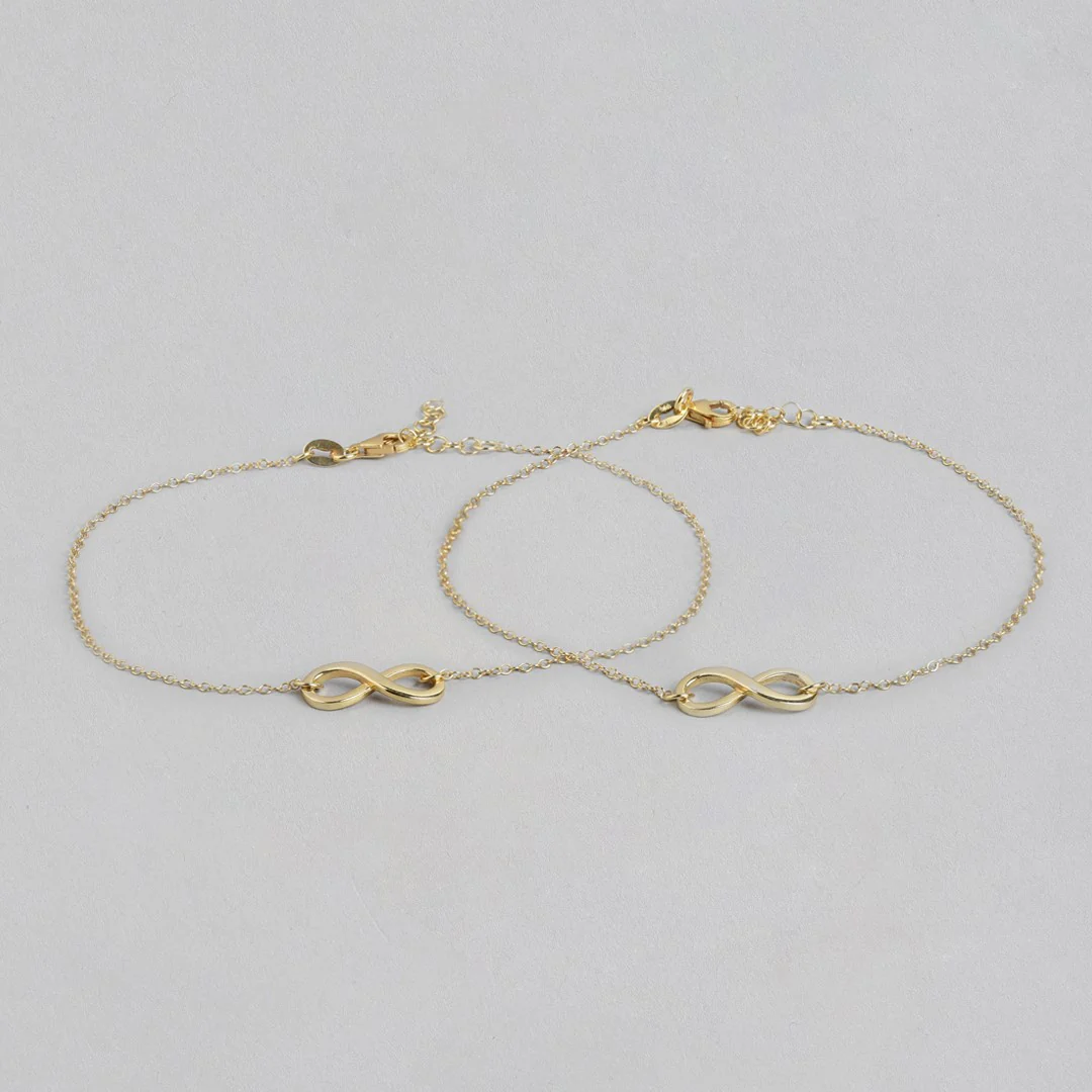 Golden Infinity Glow 925 Sterling Silver Gold-Plated Chain Anklet - Image 3