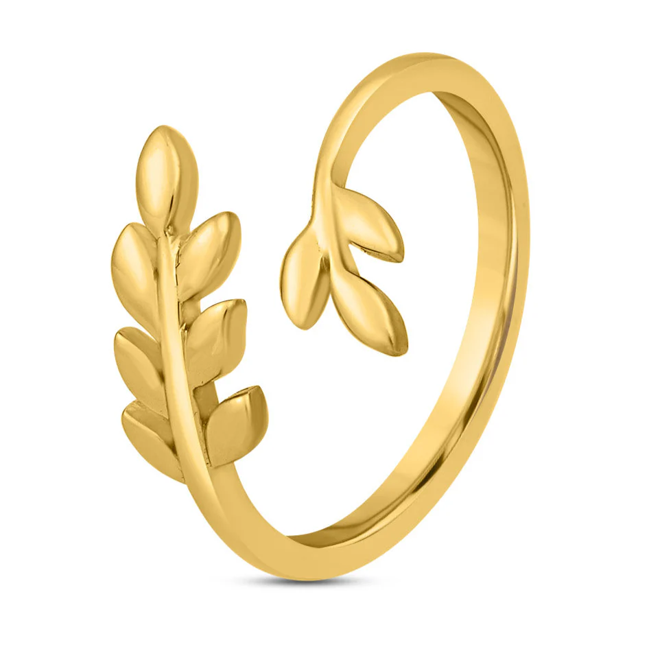 Golden Leaf Adjustable Gold-Plated 925 Sterling Silver Ring (Adjustable) - Image 4