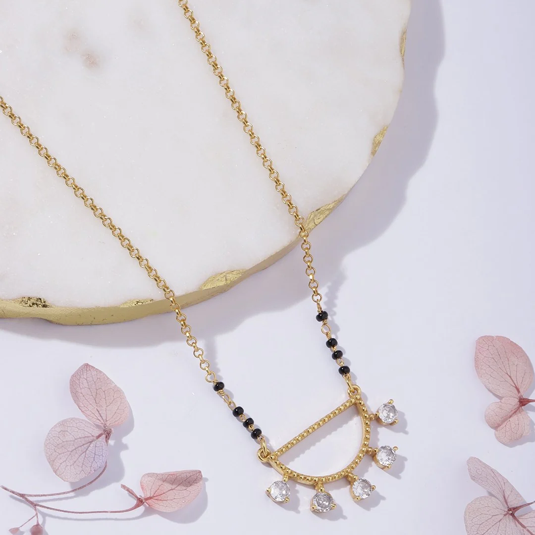 Golden Radiance 925 Sterling Silver Mangalsutra with Cubic Zirconia