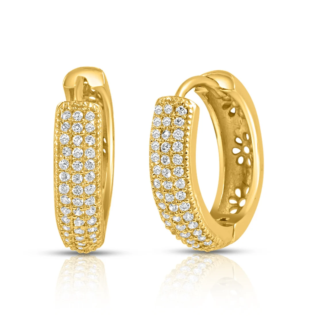 Golden Radiance Gold-Plated 925 Sterling Silver Hoop Earrings - Image 3
