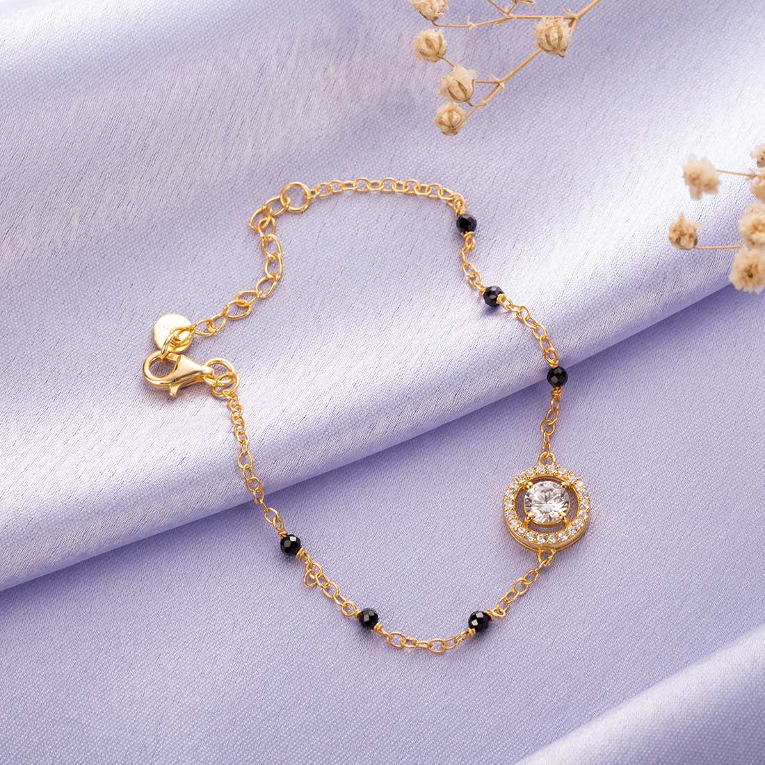 Golden Serenity 925 Sterling Silver Gold-Plated Bracelet with CZ