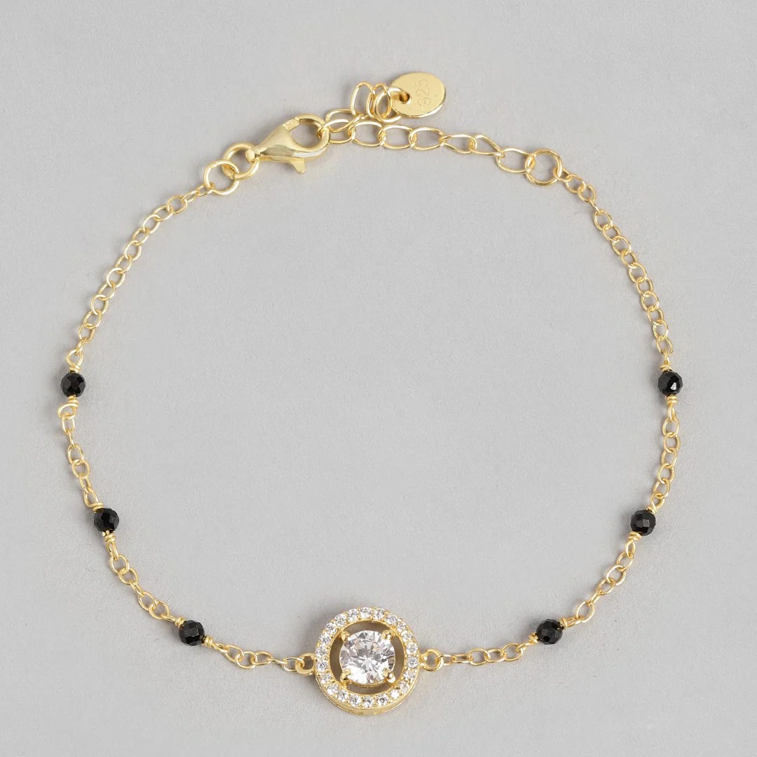 Golden Serenity 925 Sterling Silver Gold-Plated Bracelet with CZ - Image 4
