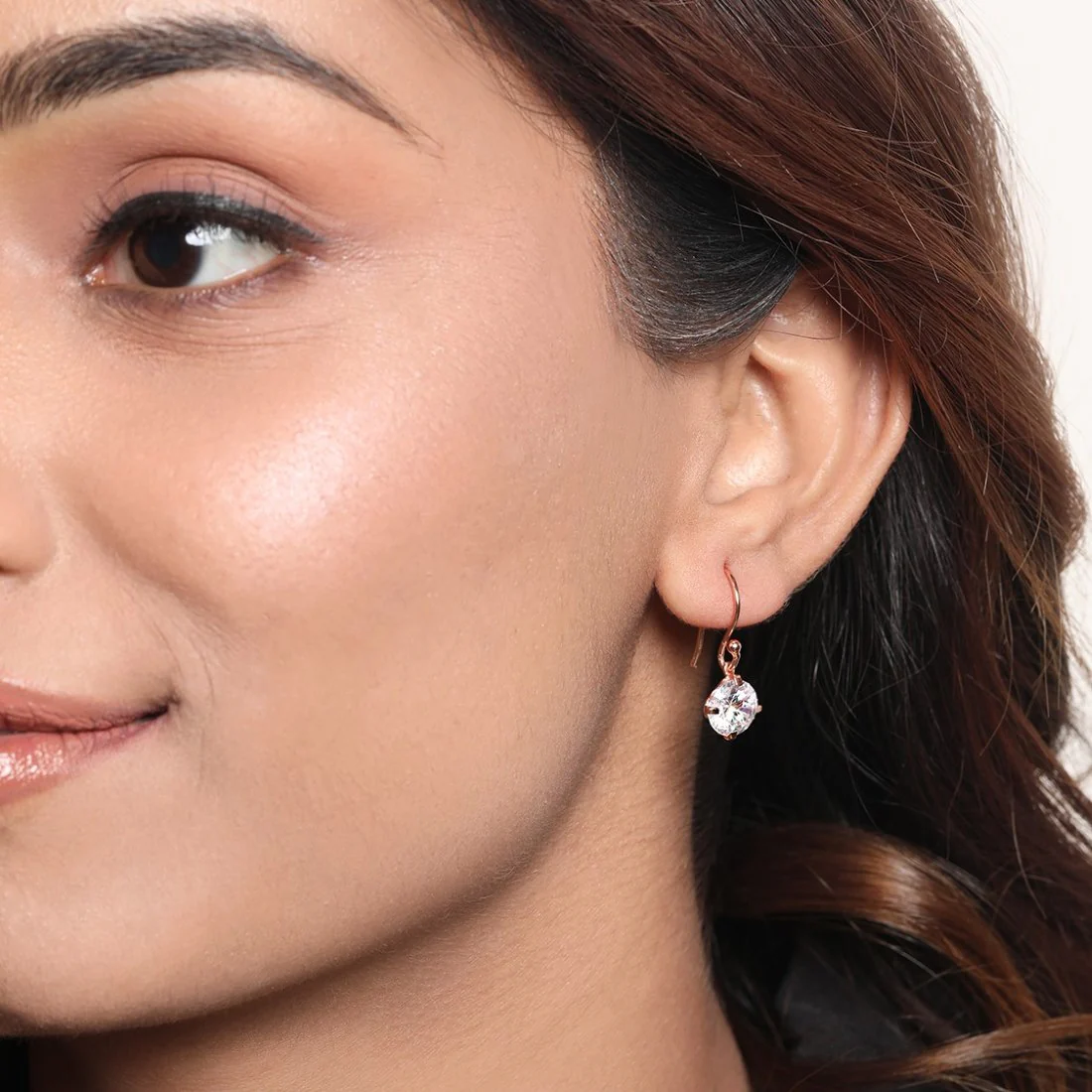 Graceful Glow 925 Sterling Silver Rose Gold-Plated Fish Hook Earrings - Image 2