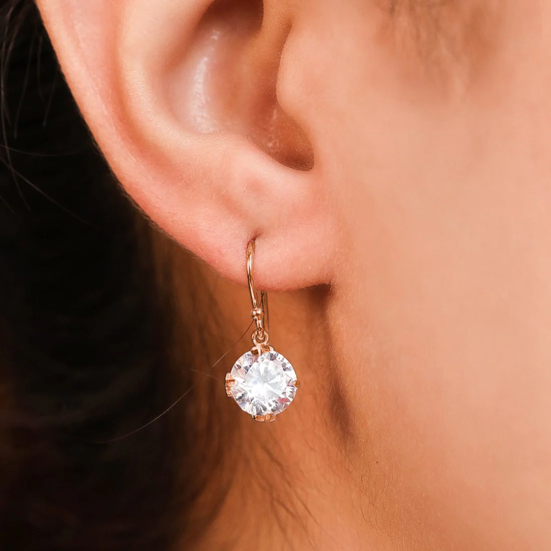 Graceful Glow 925 Sterling Silver Rose Gold-Plated Fish Hook Earrings - Image 5
