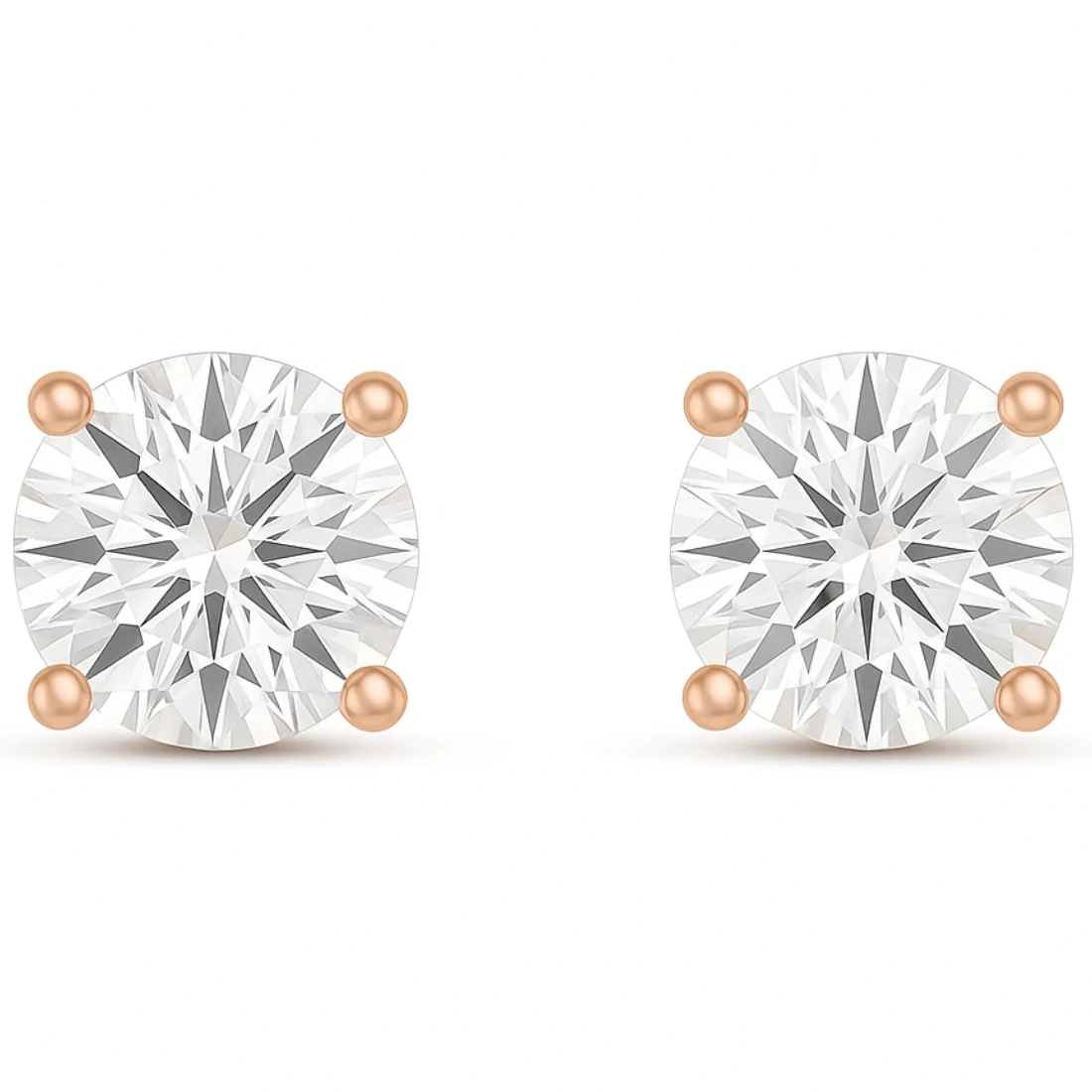 Graceful Rosettes 925 Sterling Silver Rose Gold Plated Stud Earrings - Image 4