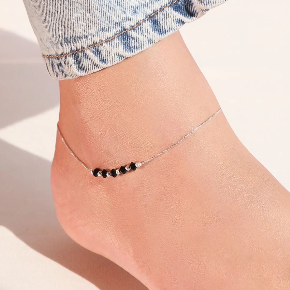 Graceful Whispers Rhodium-Plated 925 Sterling Silver Anklet - Image 2