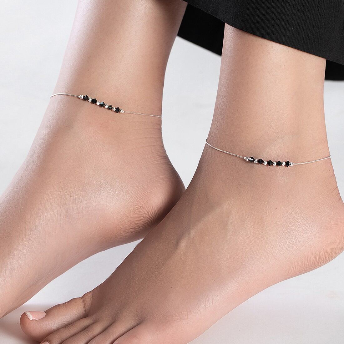 Graceful Whispers Rhodium-Plated 925 Sterling Silver Anklet - Image 3