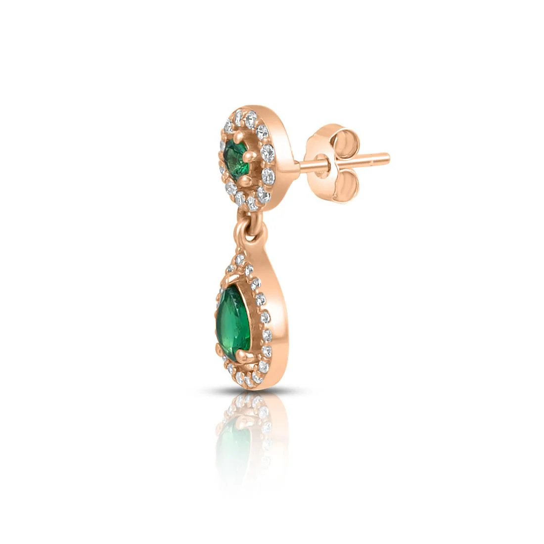 Green Drop Rose Gold Plated 925 Sterling Silver Earrings - Image 6