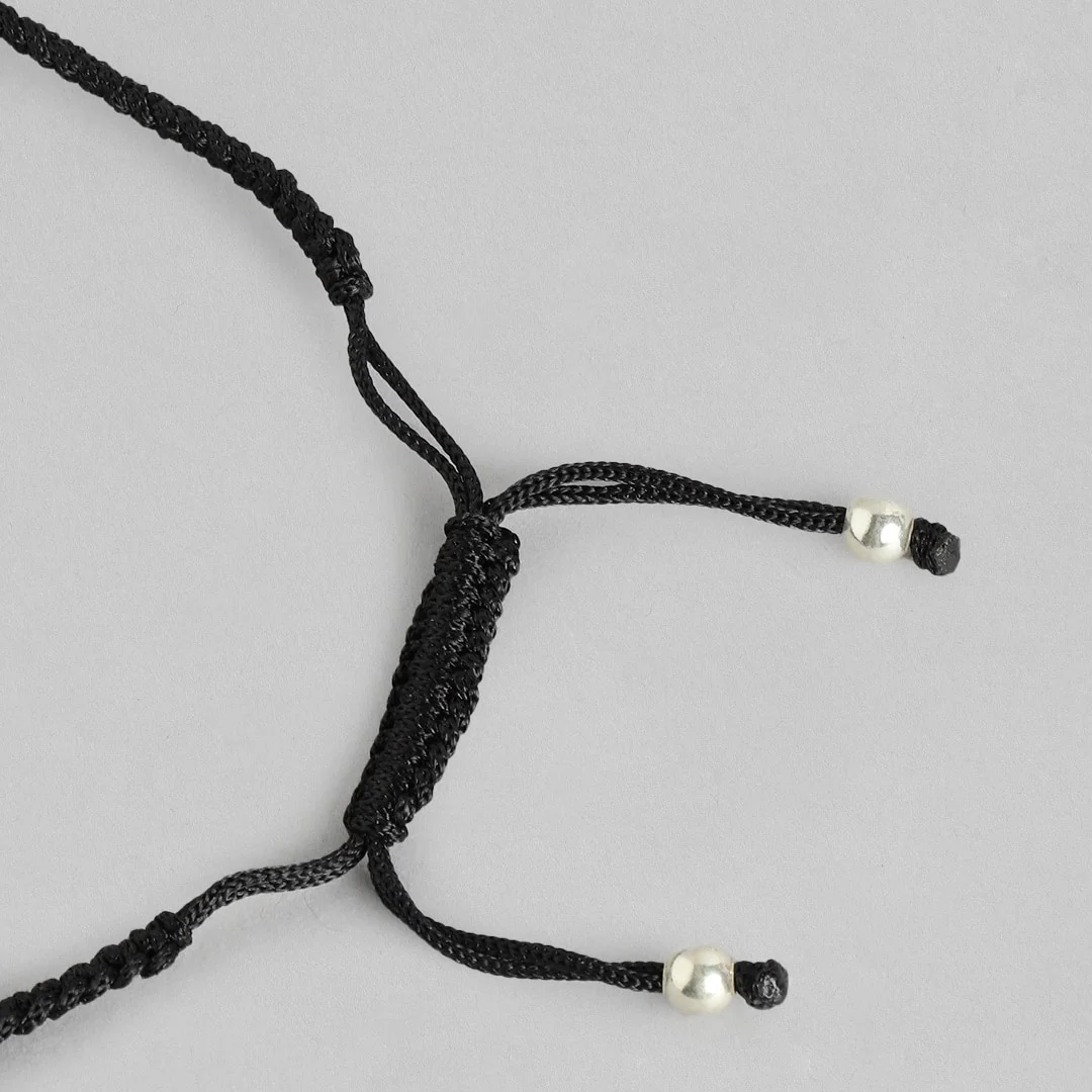 Green Stone Rhodium Plated 925 Sterling Silver Thread Anklet - Image 9