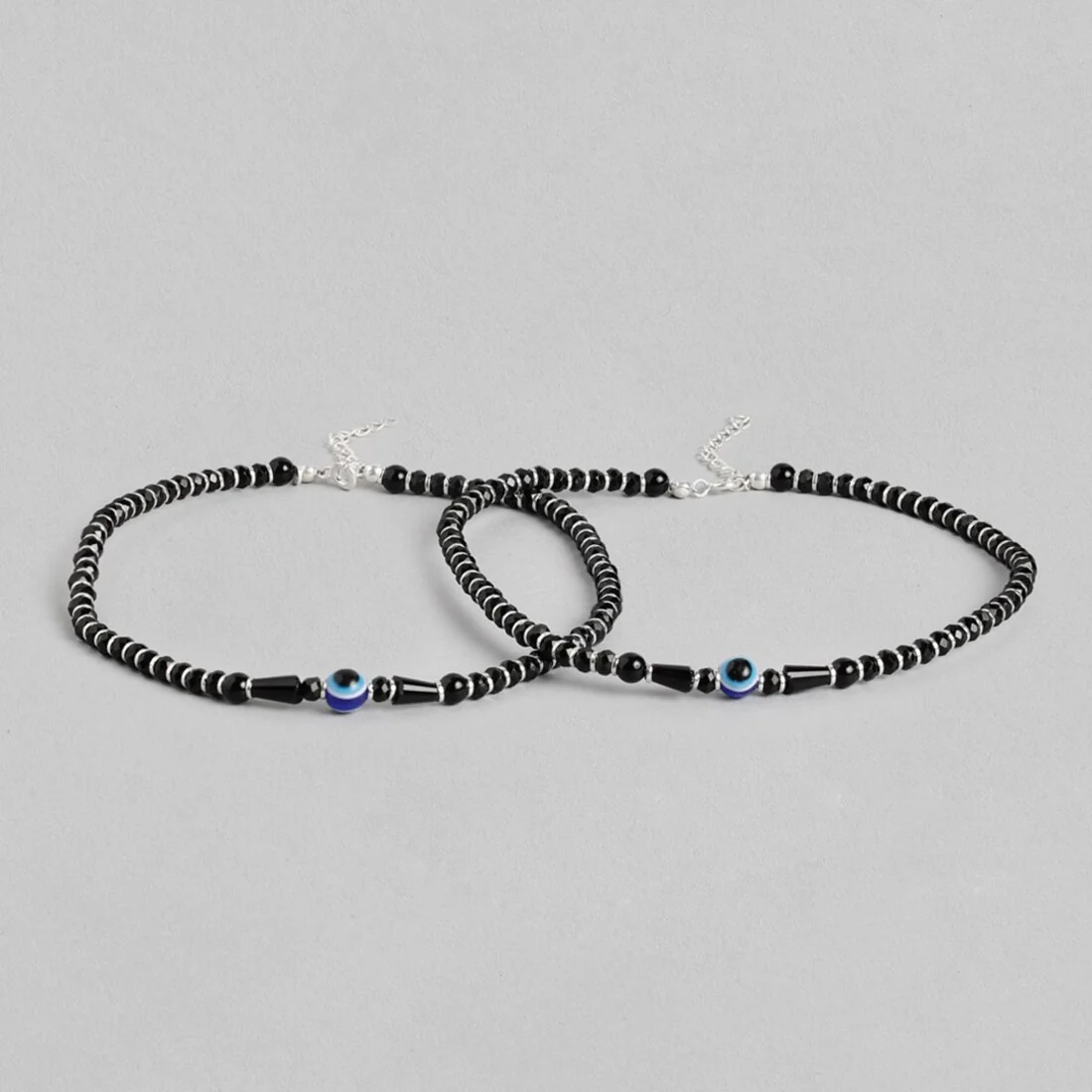 Guardian Evil Eye Beaded Silver-Plated 925 Sterling Silver Anklet - Image 5