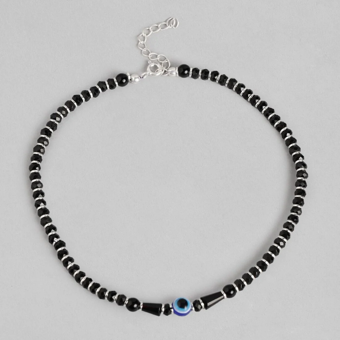 Guardian Evil Eye Beaded Silver-Plated 925 Sterling Silver Anklet - Image 6
