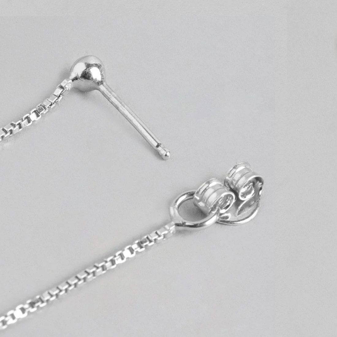 Hanging Leaf Rhodium Plated 925 Sterling Silver Studs - Image 5
