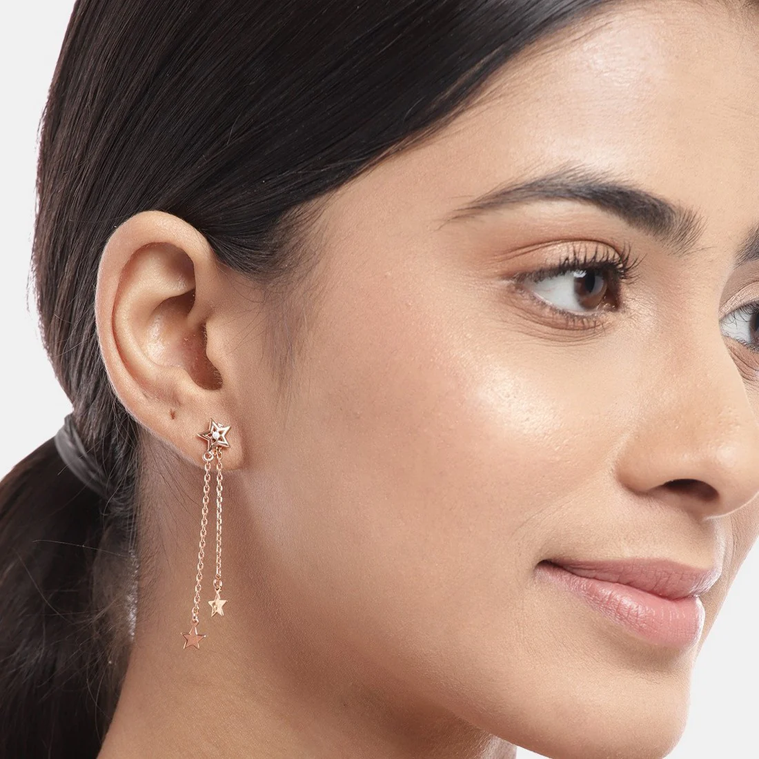 Hanging Stars Rose Gold Plated 925 Sterling Silver Studs - Image 3
