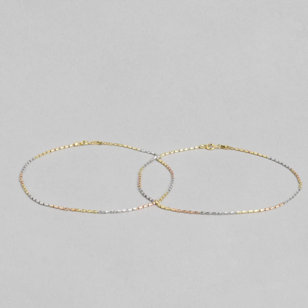 Harmony in Tones 925 Sterling Silver Triple Tone Anklet Gift Hamper - Image 5
