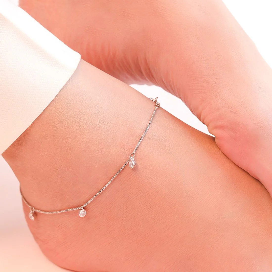 Harmony of Love - Leafy Toe Ring & Charm Drop Anklet Pair Valentine Combo - Image 4