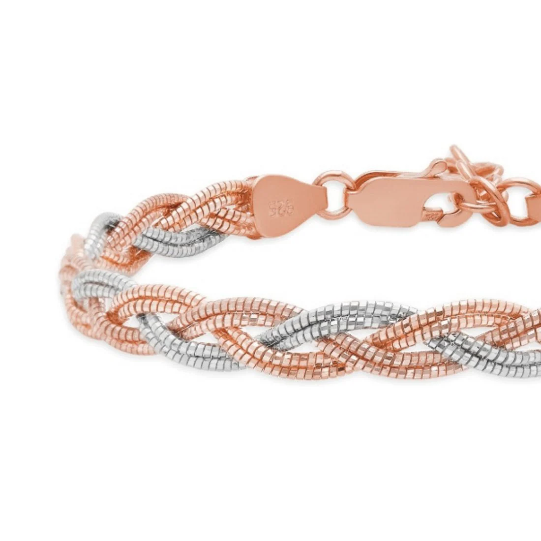 Harmony Weave Dual Tone Plated 925 Sterling Silver Weave Bracelet - Image 6