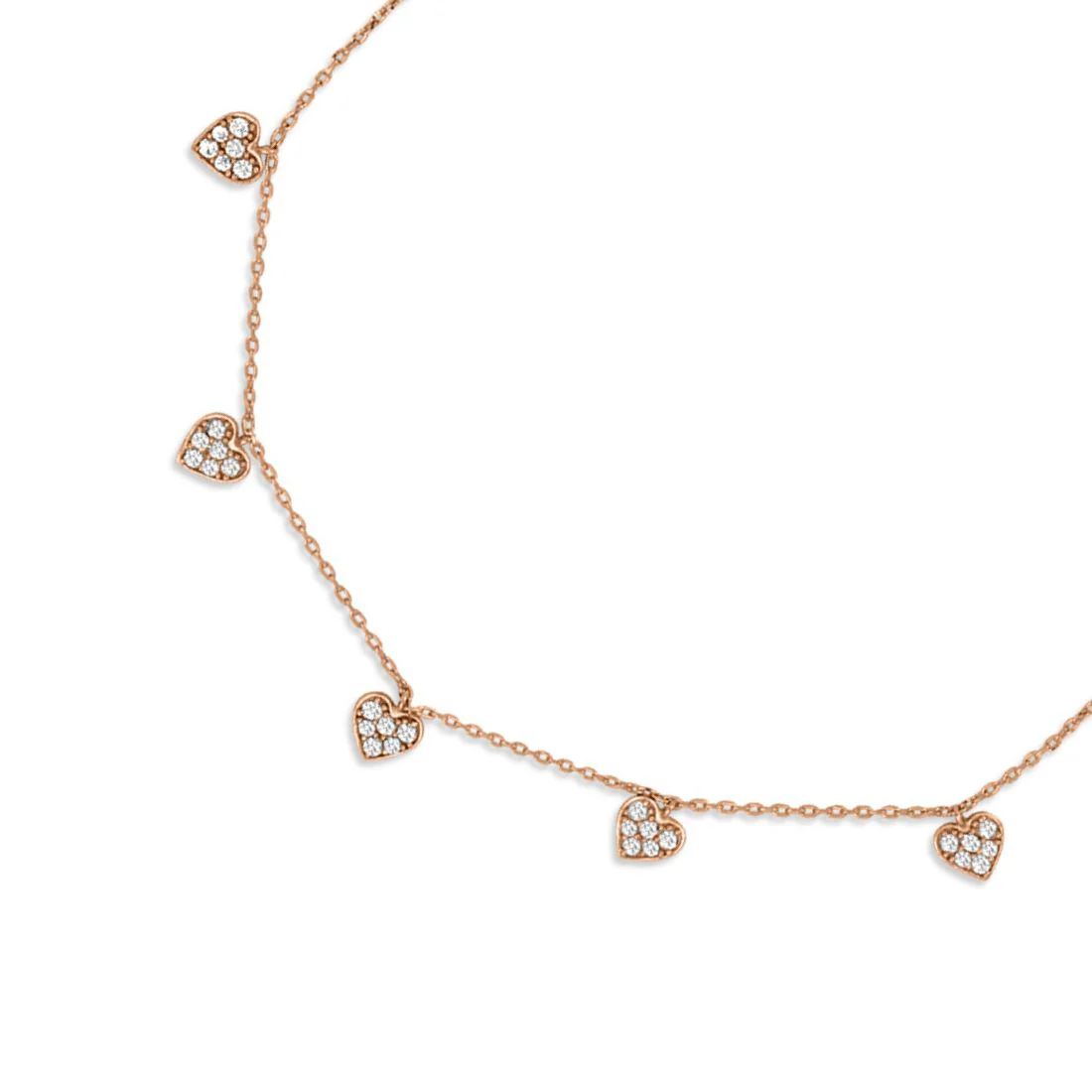 Heart CZ Rose Gold Plated 925 Sterling Silver Anklet - Image 5