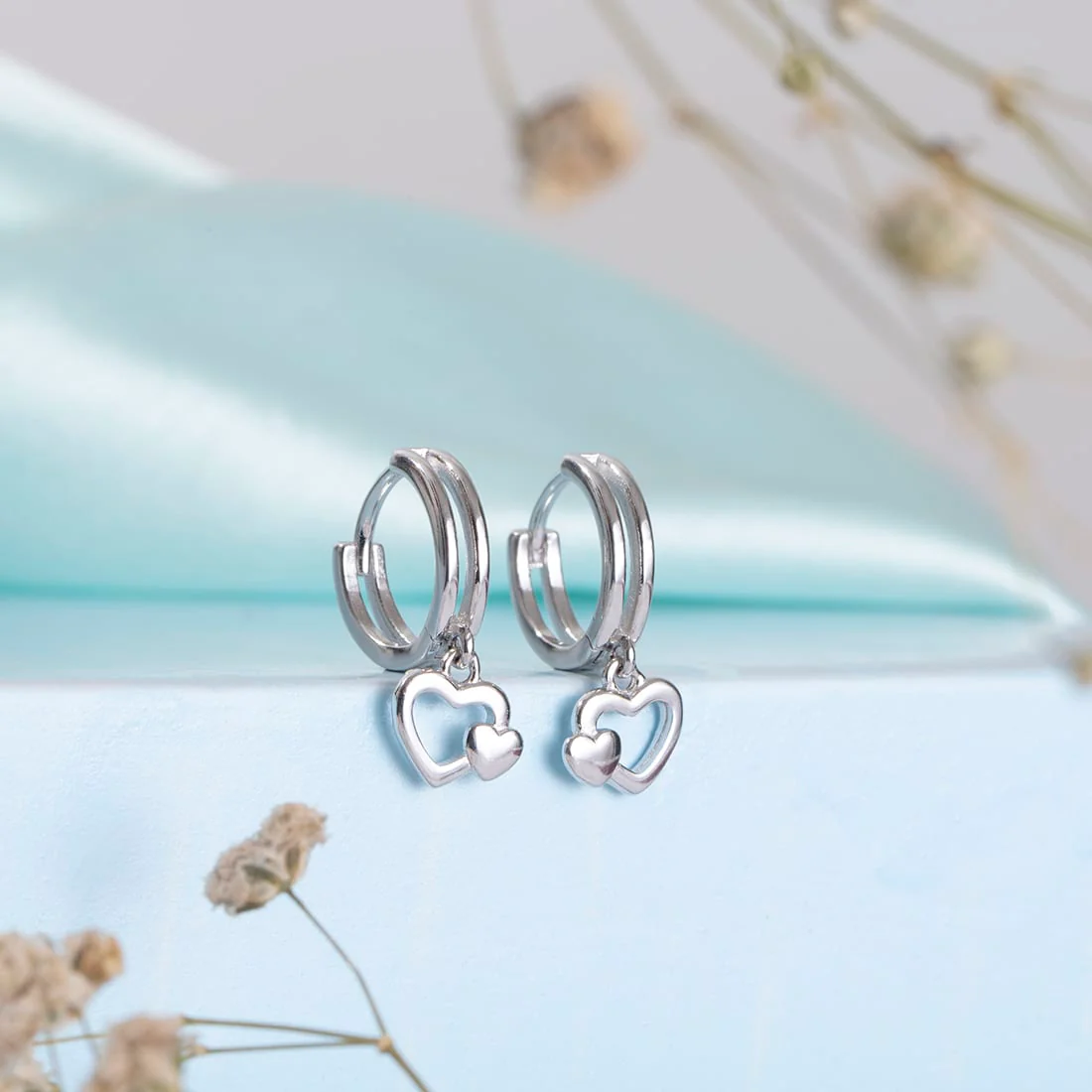 Heart in Heart 925 Silver Drop Earring