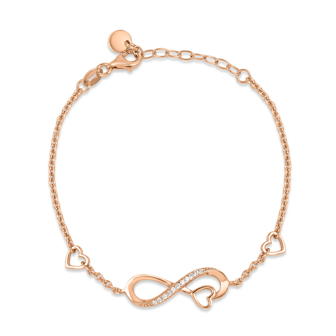 Heart & Infinity Rose Gold Plated 925 Sterling Silver Bracelet - Image 3