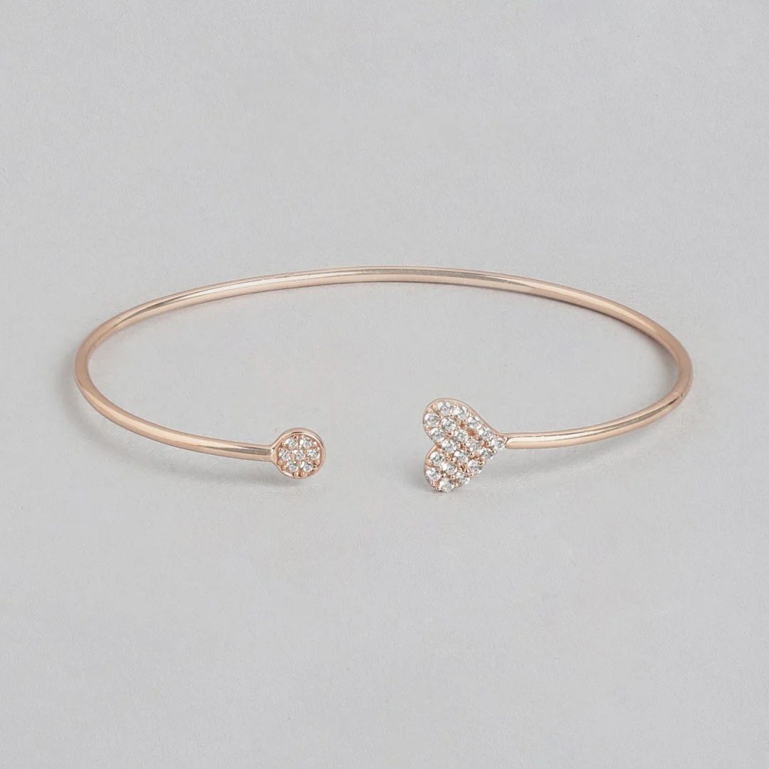 Heart of Gold CZ 925 Sterling Silver Slider Bracelet - Image 3