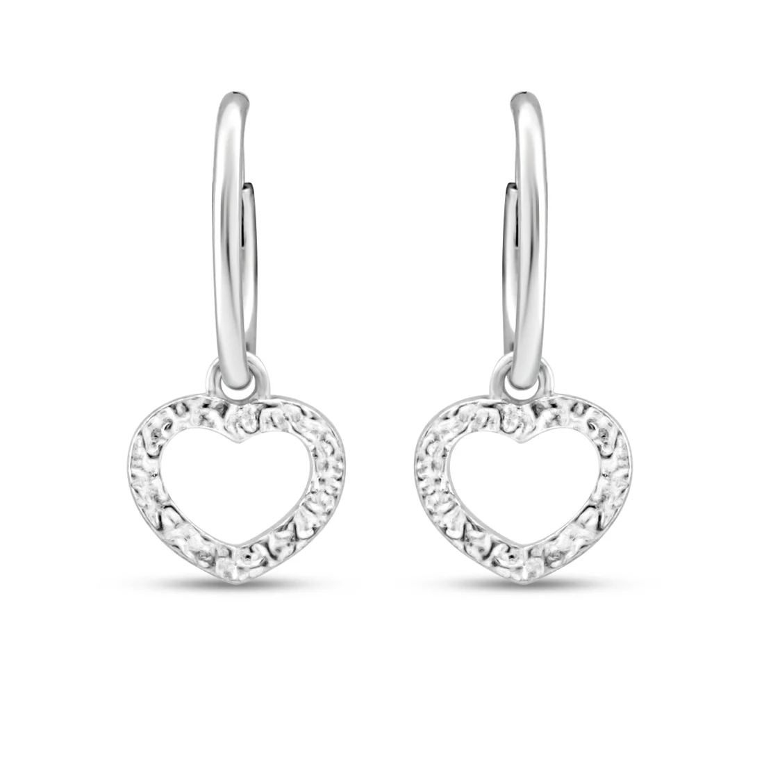 Heart Rhodium Plated 925 Sterling Silver Earrings - Image 5