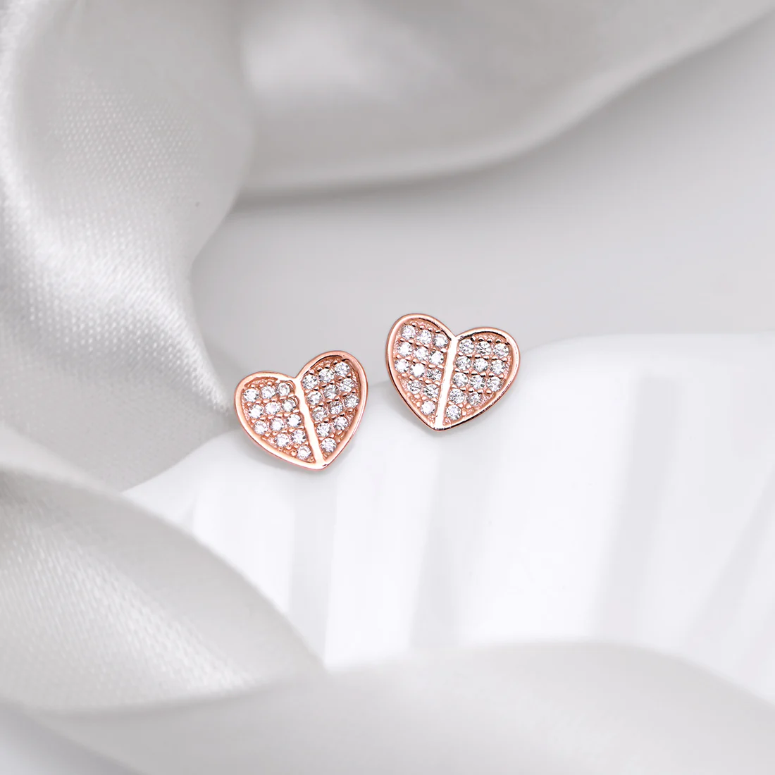 Heart Rose Gold Plated 925 Sterling Silver Earrings