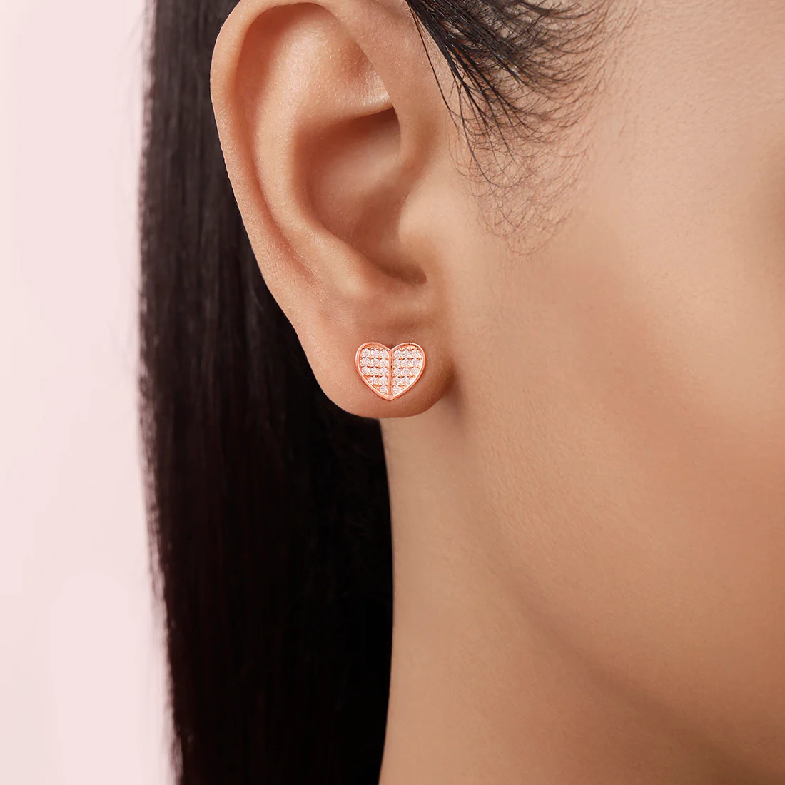 Heart Rose Gold Plated 925 Sterling Silver Earrings - Image 3
