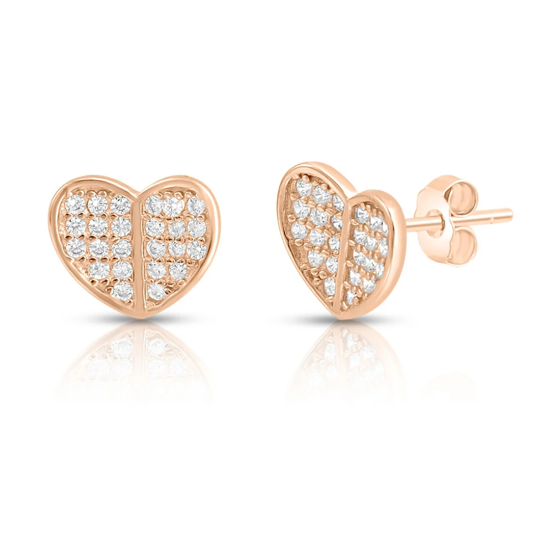 Heart Rose Gold Plated 925 Sterling Silver Earrings - Image 4