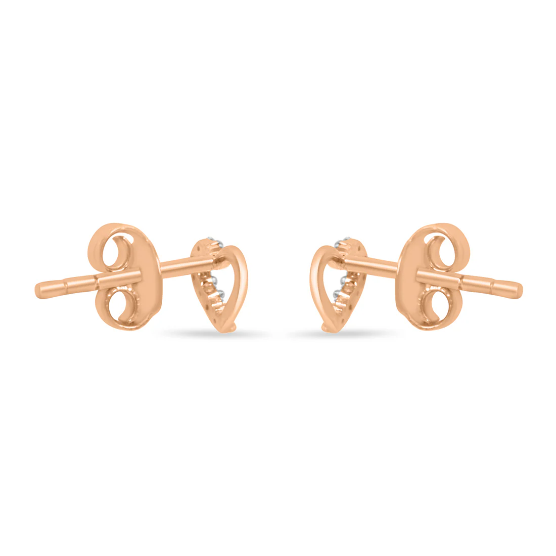 Studded Heart Gold Earrings with Lab-Grown Diamonds - Image 11