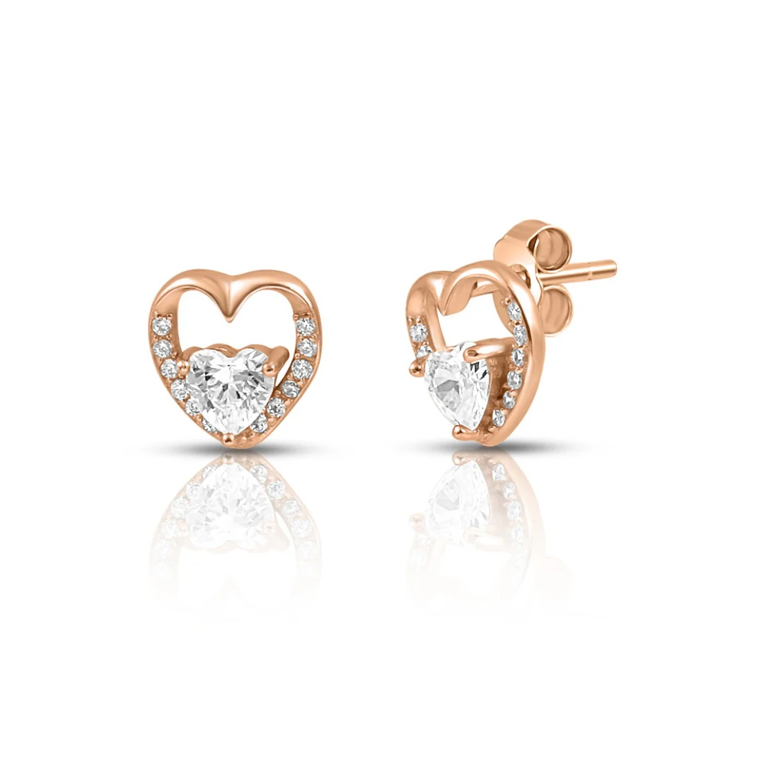 Heart Throb Rose Gold Plated 925 Sterling Silver Earrings - Image 3