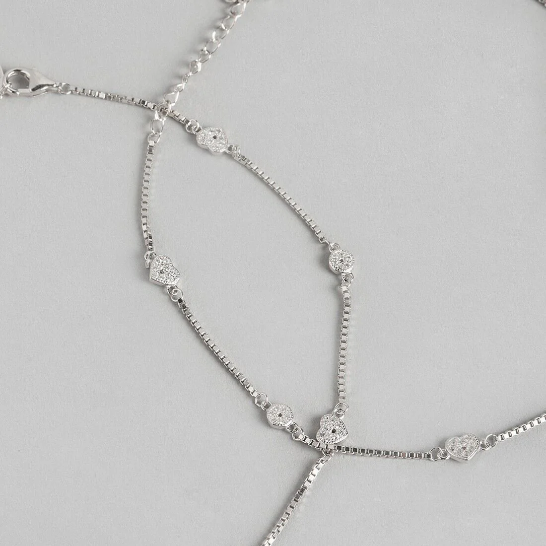 Minimal Heart Trinket 925 Silver Anklet - Image 6
