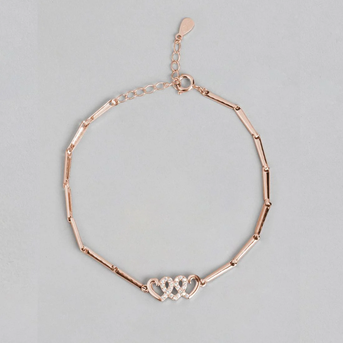 Heartfelt Affection 925 Sterling Silver Rose Gold-Plated Heart Bracelet - Image 4
