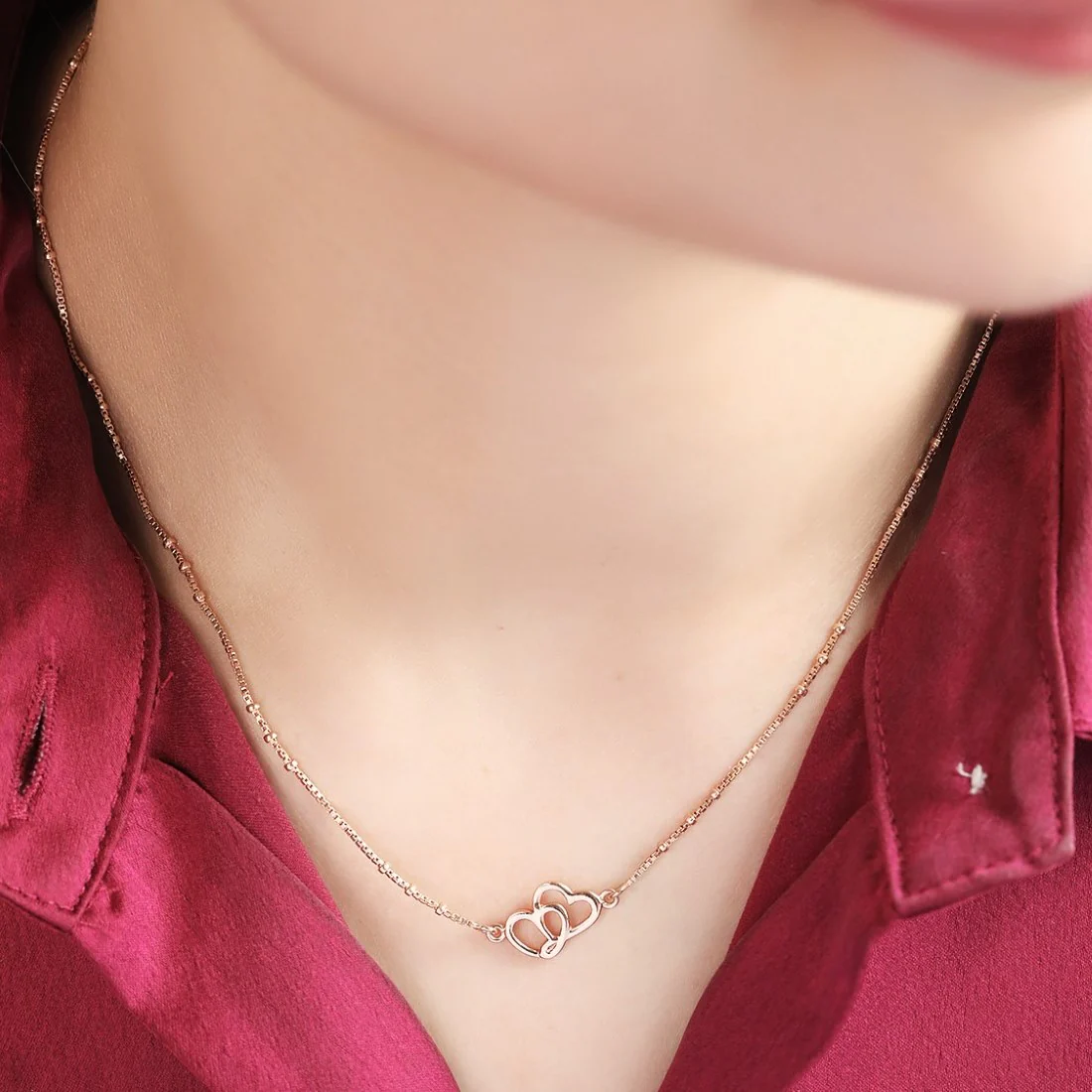 Heartfelt Affection Rose Gold-Plated 925 Sterling Silver Necklace - Image 3