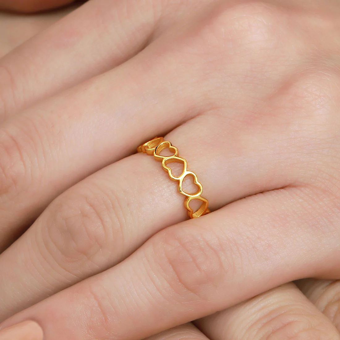 Heartfelt Elegance Gold Plated 925 Sterling Silver Female Ring - Image 2