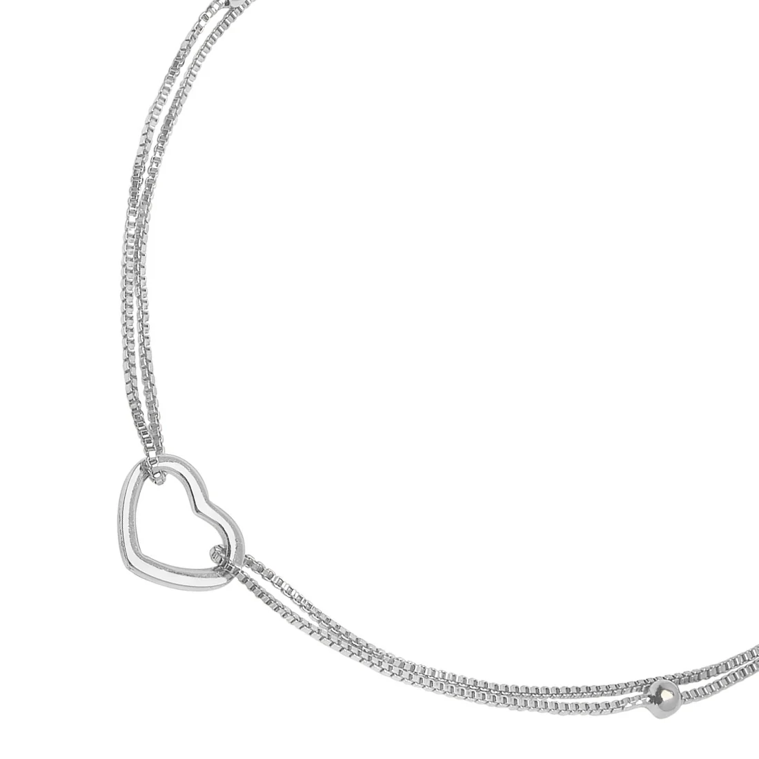 Heartfelt Elegance Rhodium-Plated 925 Sterling Silver Heart Anklet - Image 6