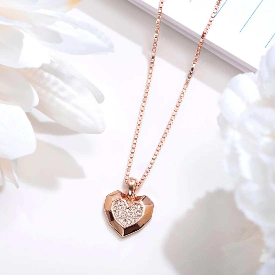 Heartfelt Elegance Rose Gold Plated 925 Sterling Silver Heart Pendant