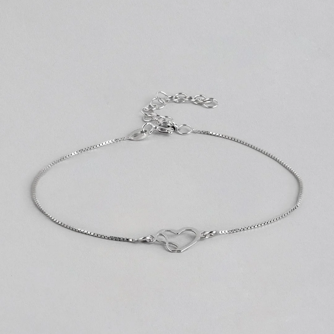 Heartfelt Infinity Rhodium-Plated 925 Sterling Silver Bracelet - Image 4