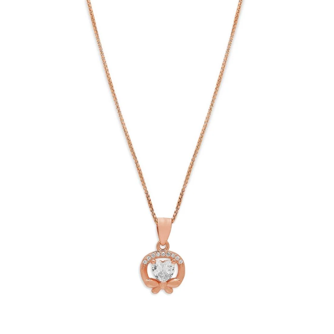 Heartfelt Radiance 925 Sterling Silver Rose gold Pendant with Chain - Image 5