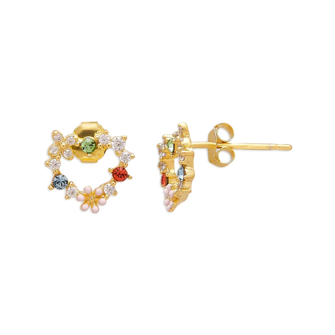 Heartfelt Radiance Gold-Plated 925 Sterling Silver Heart Earrings - Image 3