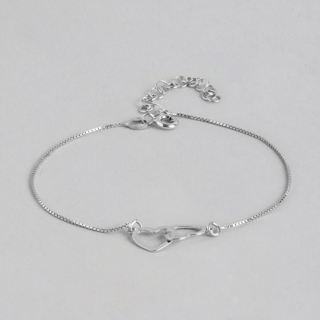 Heart in Heart Radiance Rhodium-Plated 925 Sterling Silver Bracelet with Box Chain - Image 4