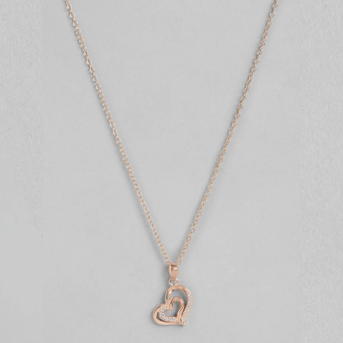 Heartfelt Radiance CZ Rose Gold-Plated 925 Sterling Silver Pendant with Chain - Image 5
