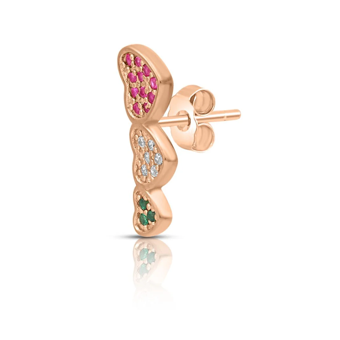 Heartfelt Trio Rose Gold Plated 925 Sterling Silver Earrings - Image 6