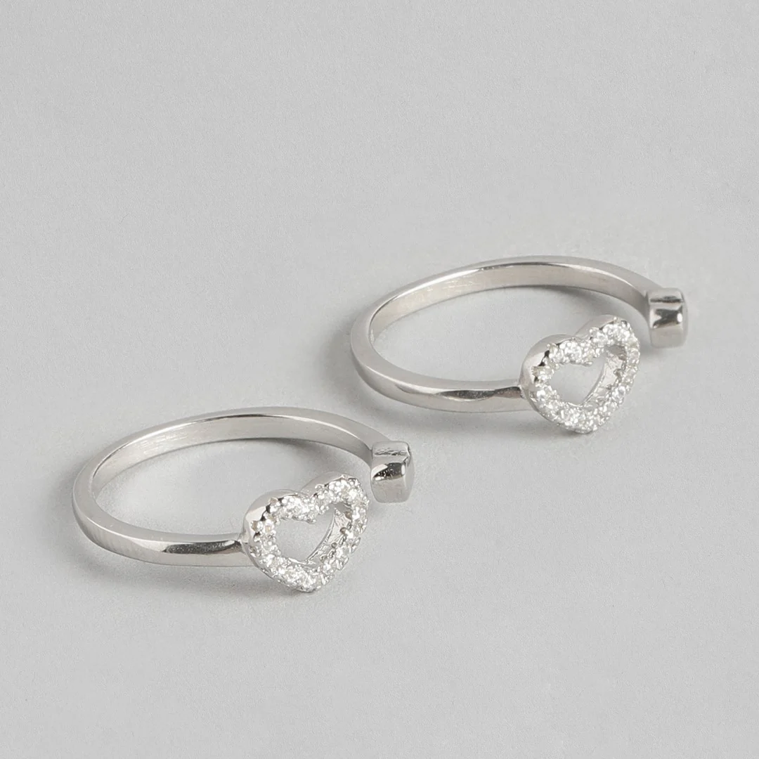 Hearts Silver Adjustable 925 Silver Toe Ring - Image 5