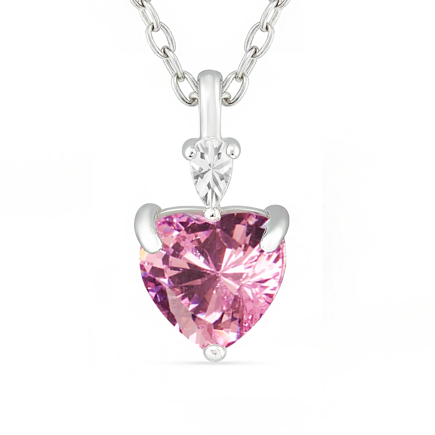 Her Heart's First Blush Rhodium Plated Necklace - Image 7