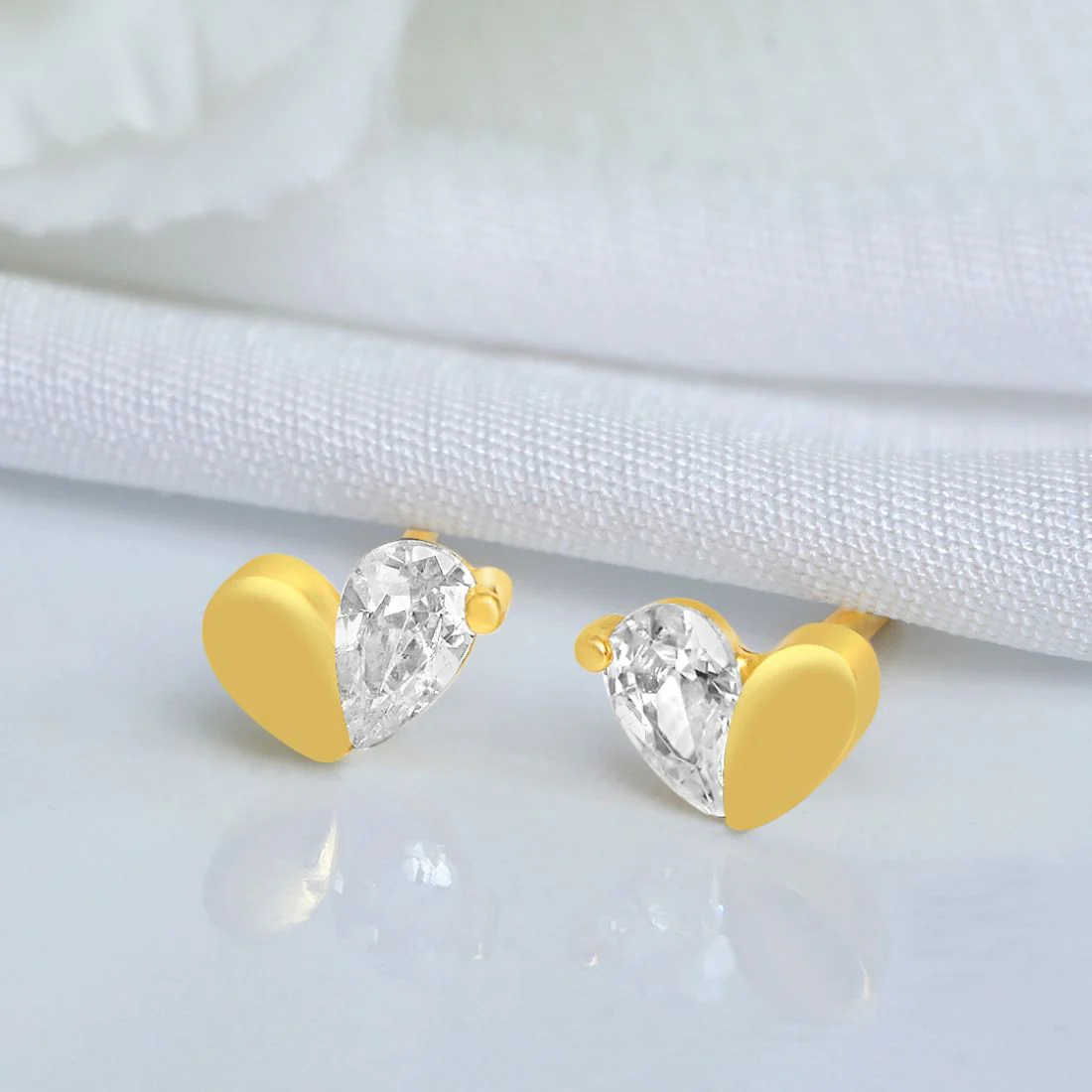 Hidden Heart Gold Plated 925 Sterling Silver Earrings