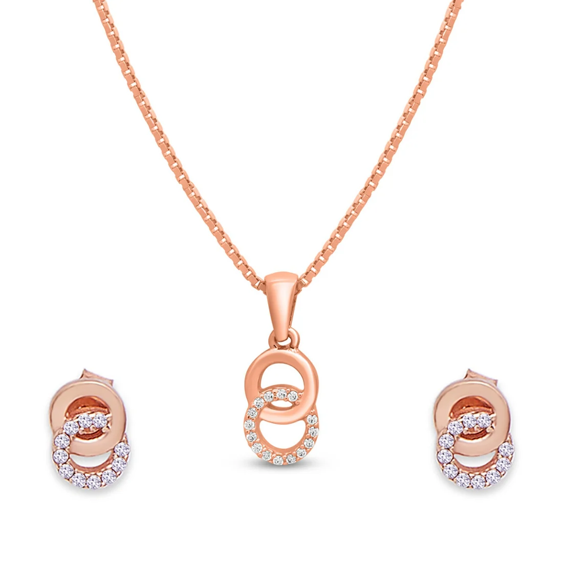 Duality in Rose Gold 925 Sterling Silver Jewelry Set with Twin Circles - Image 6