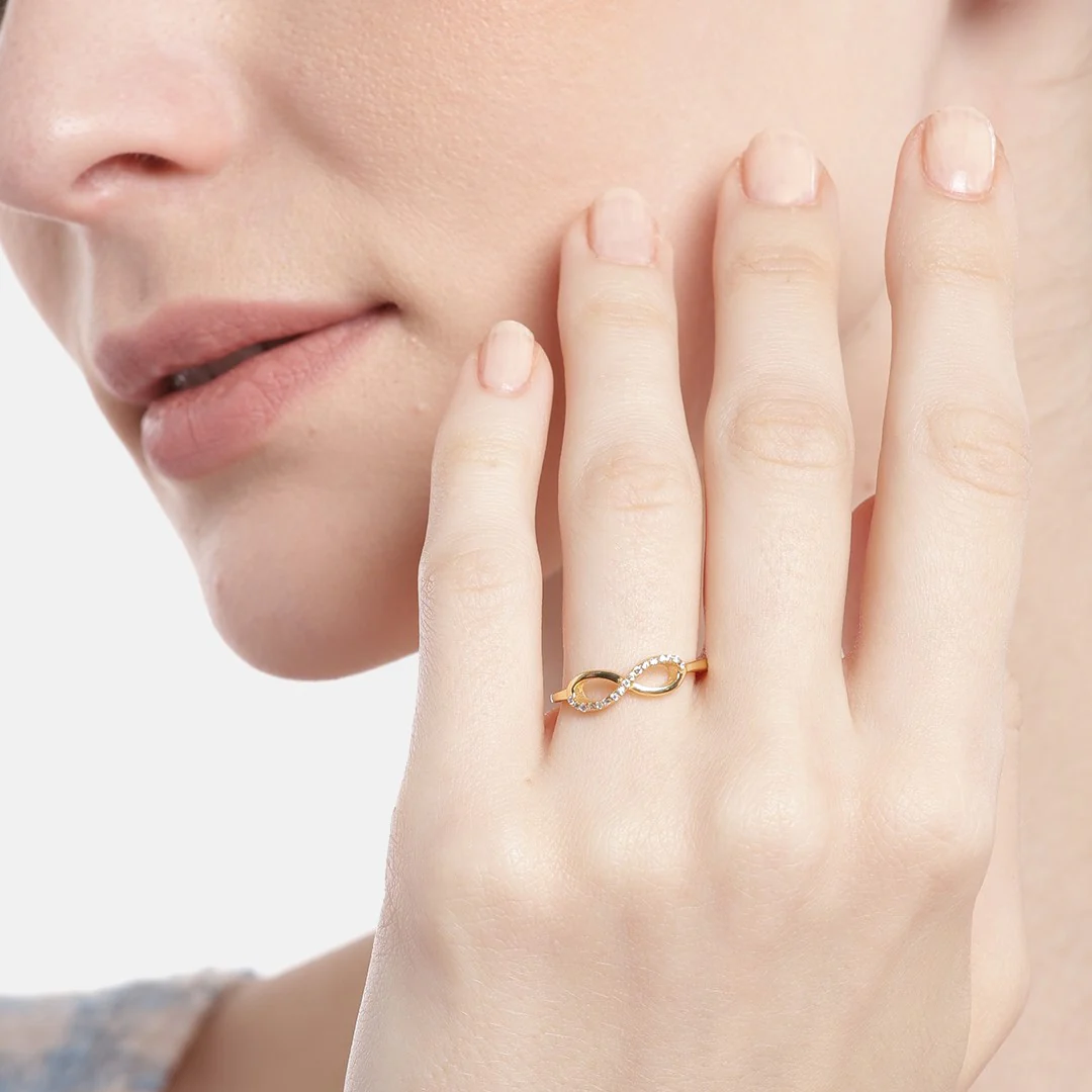 Infinite Glamour Gold-Plated Sterling Silver Ring with Cubic Zirconia (Adjustable) - Image 2