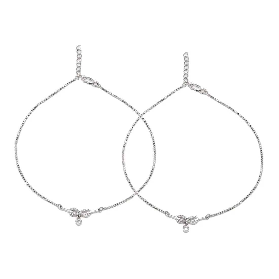Infinite Glamour Rhodium-Plated 925 Sterling Silver Anklet - Image 3